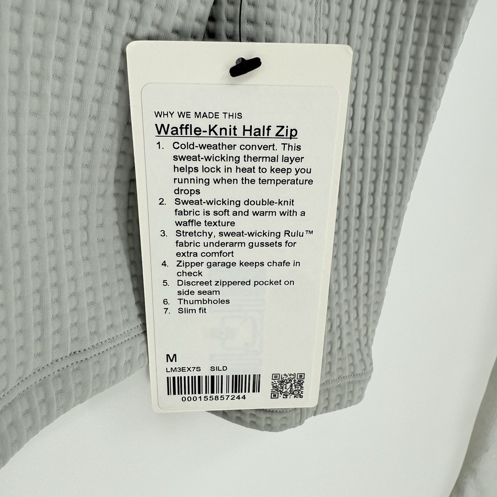 Lululemon Men's Waffle-Knit Half Zip In Silver Drop - Picture 3 of 11
